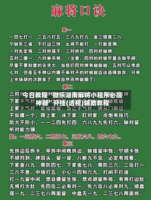 今日教程“微乐湖南麻将小程序必赢神器	”开挂(透视)辅助教程-第2张图片