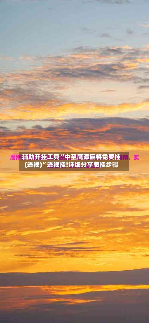 辅助开挂工具“中至鹰潭麻将免费挂(透视)”透视挂!详细分享装挂步骤-第2张图片