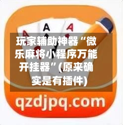 玩家辅助神器“微乐麻将小程序万能开挂器”(原来确实是有插件)