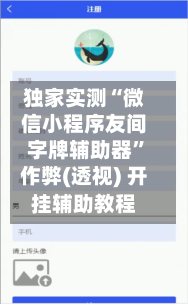 独家实测“微信小程序友间字牌辅助器”作弊(透视) 开挂辅助教程-第2张图片