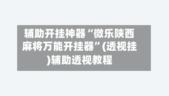辅助开挂神器“微乐陕西麻将万能开挂器	”(透视挂)辅助透视教程-第2张图片