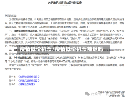疫情低价机票/疫情低价机票能退吗