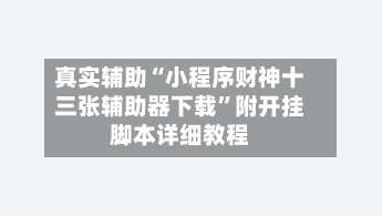 真实辅助“小程序财神十三张辅助器下载”附开挂脚本详细教程-第2张图片