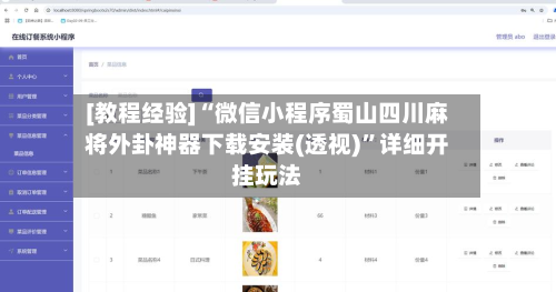 [教程经验]“微信小程序蜀山四川麻将外卦神器下载安装(透视)”详细开挂玩法-第3张图片