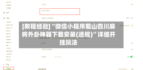 [教程经验]“微信小程序蜀山四川麻将外卦神器下载安装(透视)	”详细开挂玩法-第2张图片