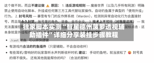 独家脚本实测“智星德州菠萝透视辅助插件”详细分享装挂步骤教程