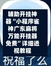 辅助开挂神器“小程序雀神广东麻将万能开挂器免费”详细透视教程-第2张图片