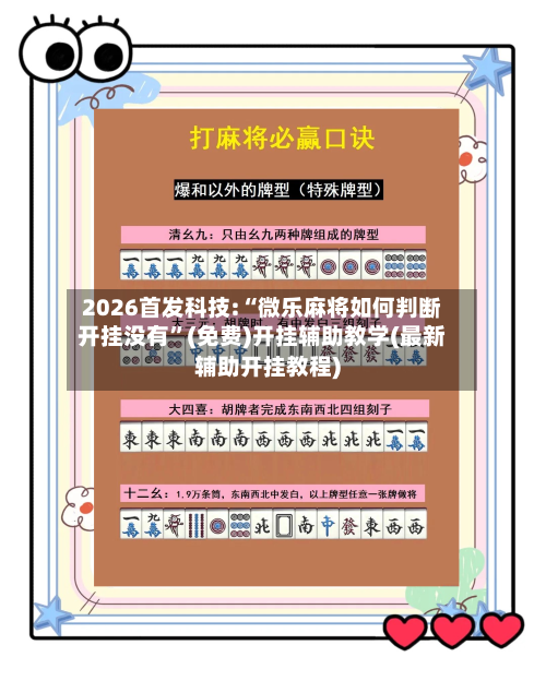 2026首发科技:“微乐麻将如何判断开挂没有”(免费)开挂辅助教学(最新辅助开挂教程)-第2张图片